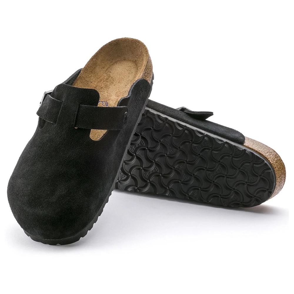 Birkenstock Boston soft footbed black suede